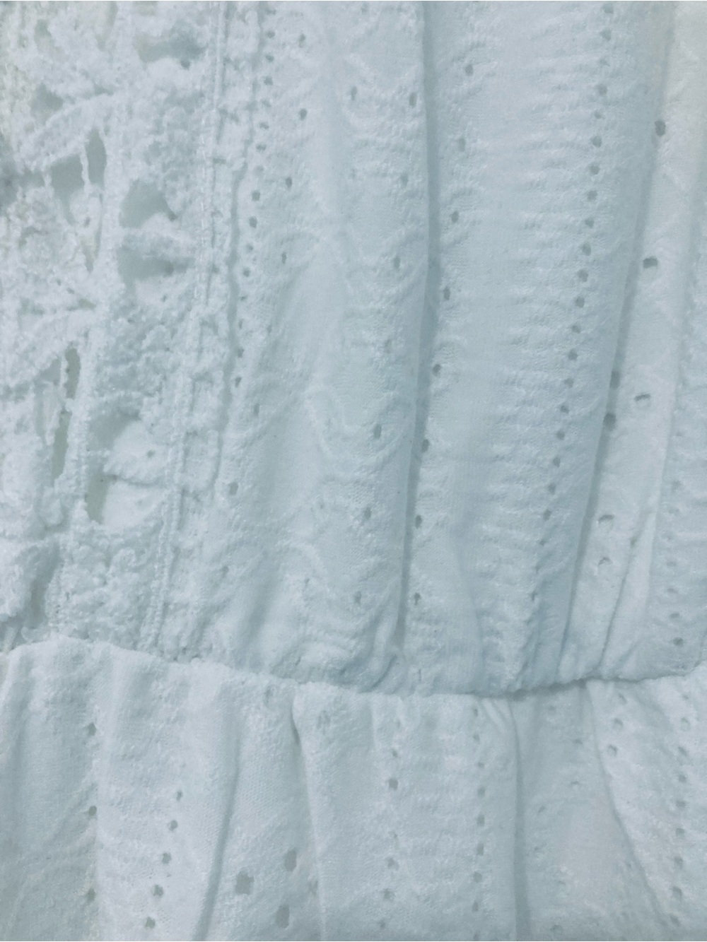 Women’s White Eyelet Midi Dress with Ruffle Sleeves - Picture 7 of 11